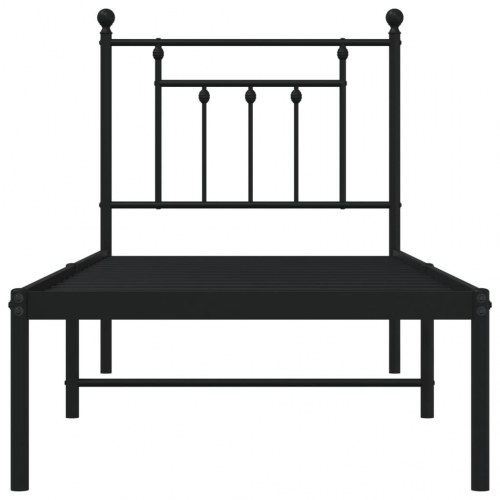 Sengeramme med sengegavl 75×190 cm - metal, sort