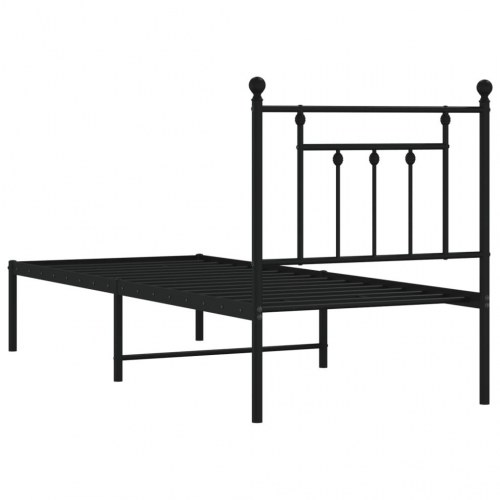 Sengeramme med sengegavl 75×190 cm - metal, sort