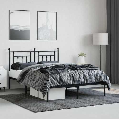 Sengeramme med sengegavl 140×190 cm - metal, sort