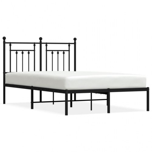 Sengeramme med sengegavl 135×190 cm - metal, sort