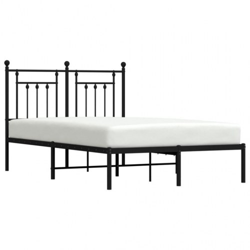 Sengeramme med sengegavl 135×190 cm - metal, sort