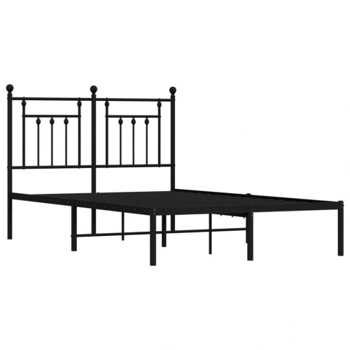 Sengeramme med sengegavl 135×190 cm - metal, sort