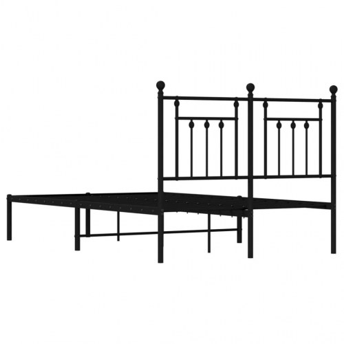 Sengeramme med sengegavl 135×190 cm - metal, sort