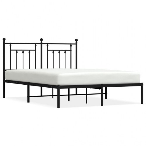 Sengeramme med sengegavl 150 × 200 cm - metal, sort
