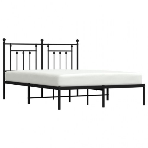 Sengeramme med sengegavl 150 × 200 cm - metal, sort