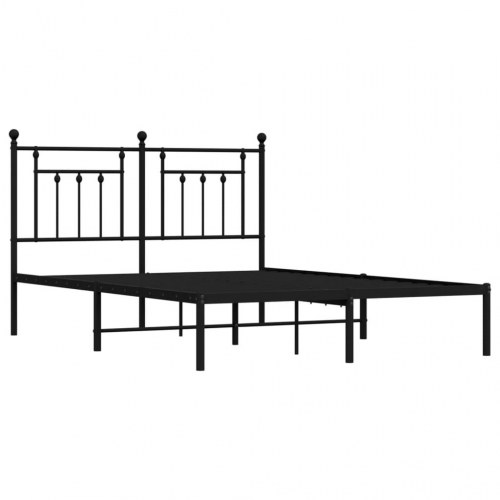 Sengeramme med sengegavl 150 × 200 cm - metal, sort