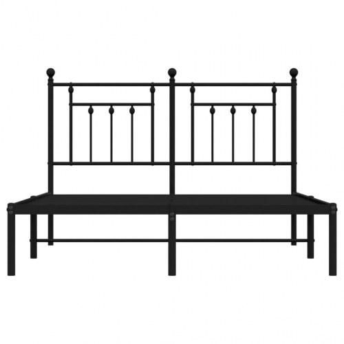 Sengeramme med sengegavl 150 × 200 cm - metal, sort