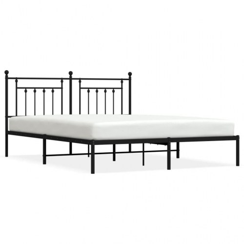 Sengeramme med sengegavl 180x200 cm - metal, sort