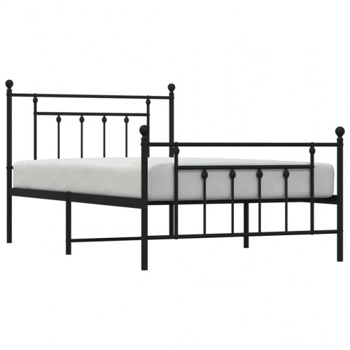 Sengeramme i metal med gavl og fodgærde 107×203 cm - sort