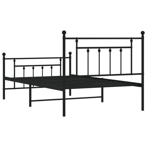 Sengeramme i metal med gavl og fodgærde 107×203 cm - sort