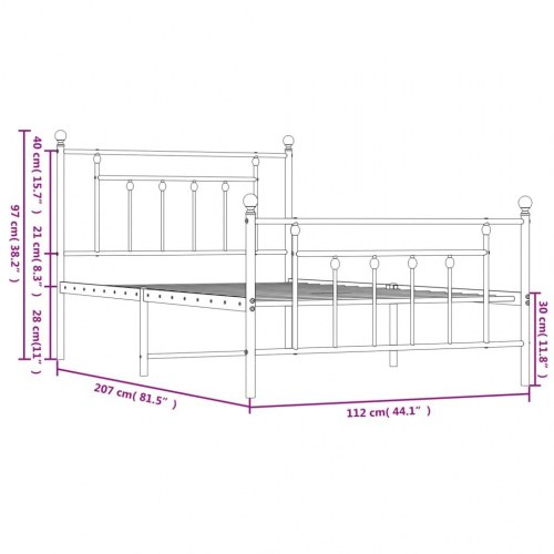 Sengeramme i metal med gavl og fodgærde 107×203 cm - sort