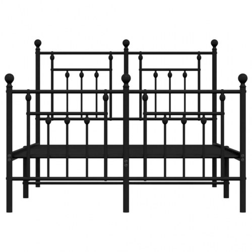 Sengeramme med sengegavl og fodgærde 135×190 cm - metal, sort