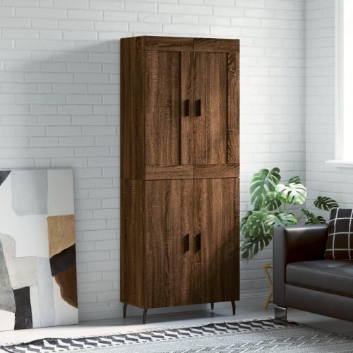 Højskab 69,5x34x180 cm konstrueret træ brun egetræsfarve