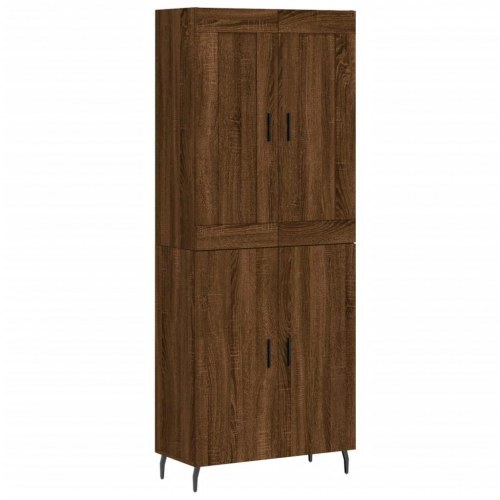 Højskab 69,5x34x180 cm konstrueret træ brun egetræsfarve