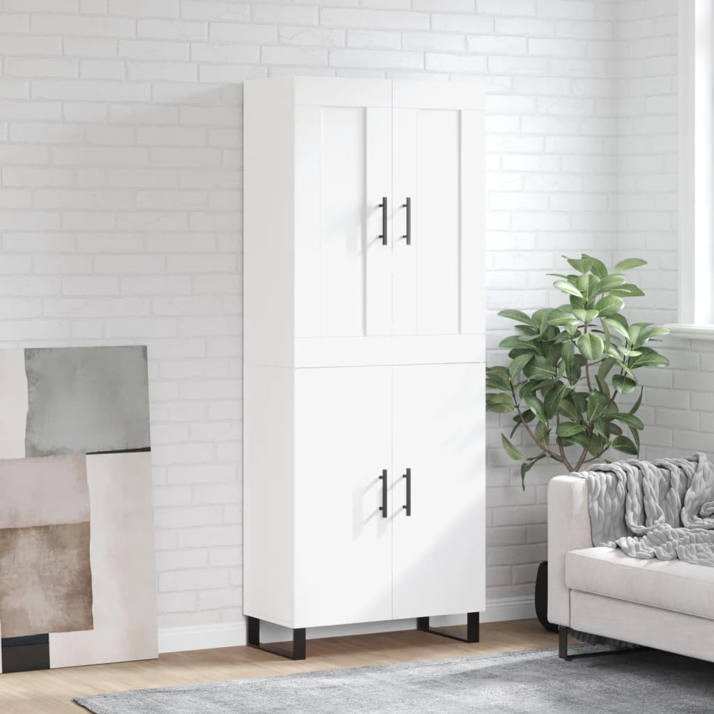 Highboard 69,5 X 34 X 180 Cm Konstrueret Træ - Hvid / 2 låger