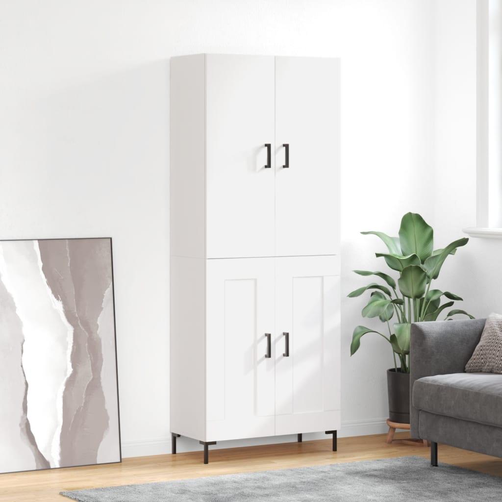 Højskab 69,5x34x180 Cm Konstrueret Træ - Hvid / 2 trælåger