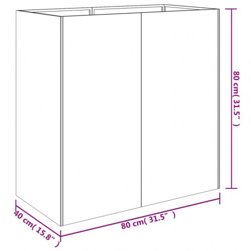Plantekasse i cortenstål 80 x 40 x 80 cm - rustfarvet højbed
