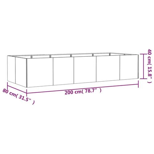 Højbed 200x80x40 cm cortenstål