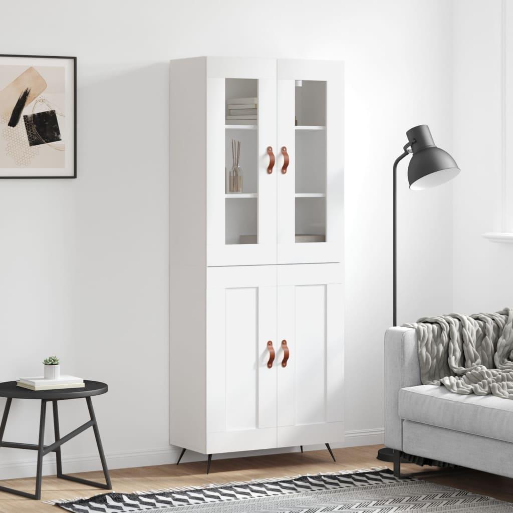 Højskab 69,5x34x180 cm konstrueret træ hvid