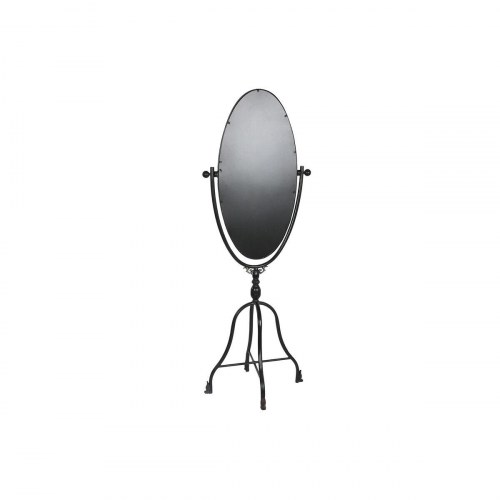 Fritstående gulvspejl - sort metal med krystal, 61 × 62 × 174 cm