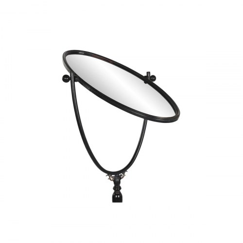 Fritstående gulvspejl - sort metal med krystal, 61 × 62 × 174 cm