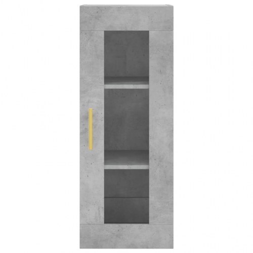 Højskab i konstrueret træ med glaslåge - betongrå 34,5×34×180 cm
