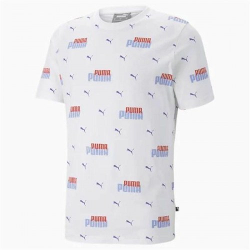 Kortærmet T-shirt til Mænd Puma Ess+ Logo Power Hvid - XL