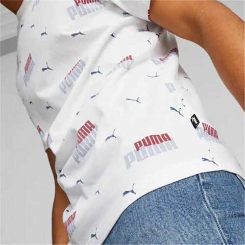 Kortærmet T-shirt til Mænd Puma Ess+ Logo Power Hvid - XL