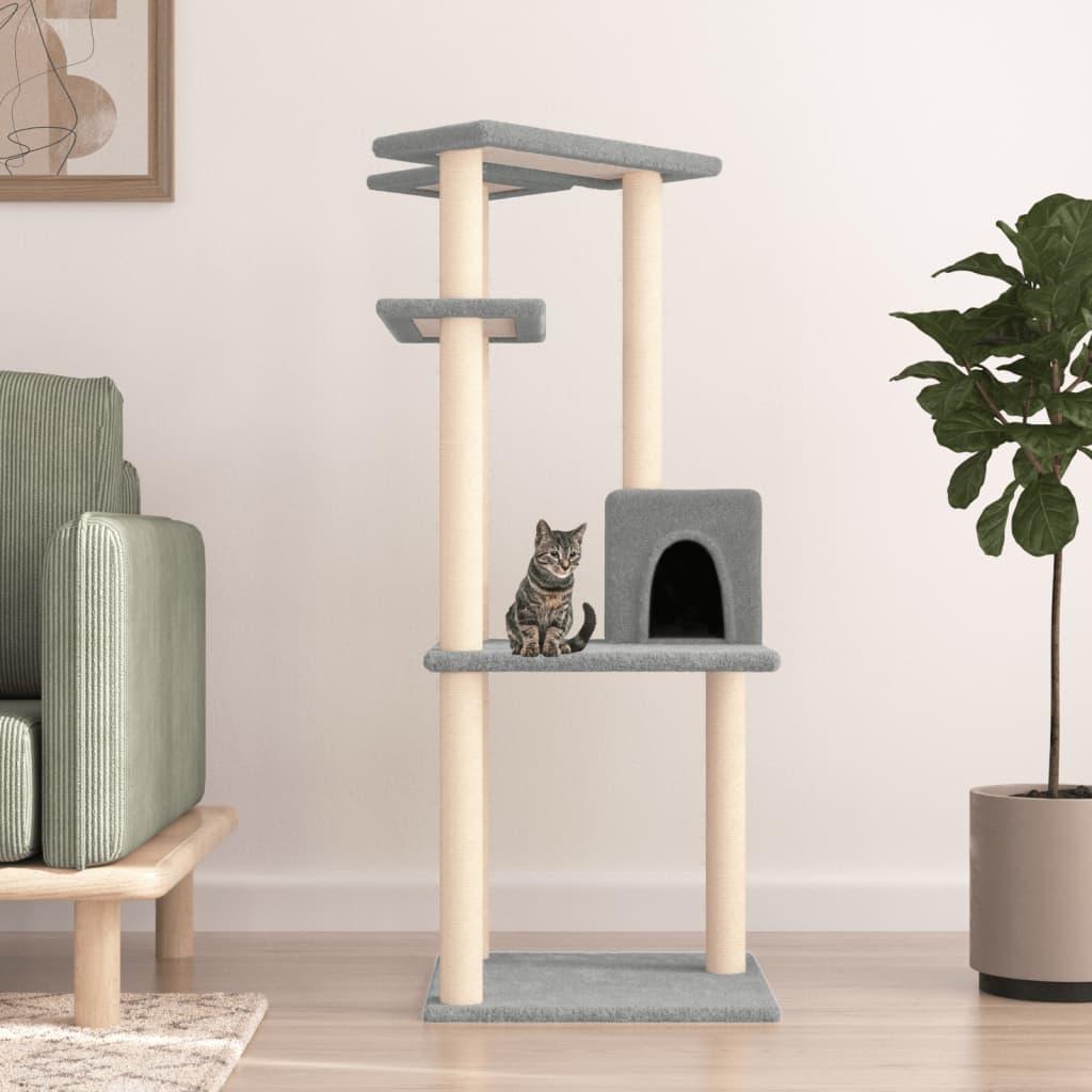 vidaXL kradsetræ med sisalstolper 123 cm lysegrå