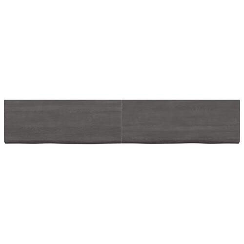 Væghylde 160x30x(2-6) cm behandlet massivt egetræ mørkebrun