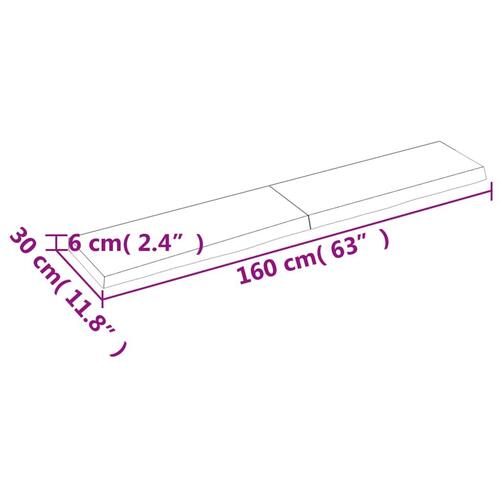 Væghylde 160x30x(2-6) cm behandlet massivt egetræ mørkebrun