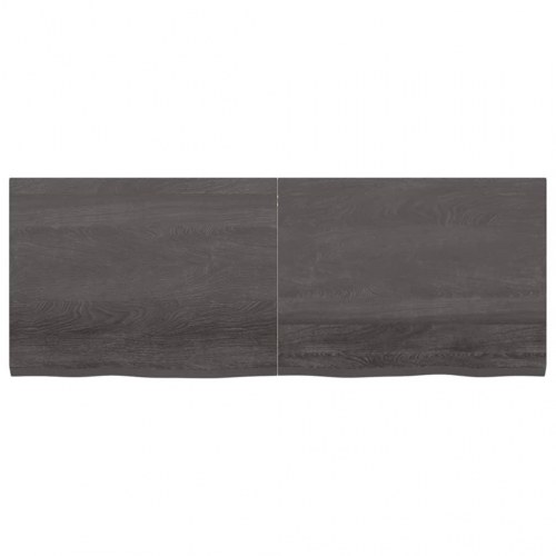 Væghylde i massivt egetræ 160×60×(2-4) cm - mørkebrun, naturlig kant