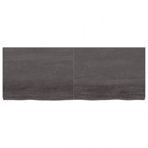 Væghylde i massivt egetræ 160×60×(2-6) cm - mørkebrun, rustik med naturlig kant