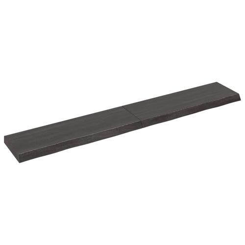 Væghylde 180x30x(2-6) cm behandlet massivt egetræ mørkebrun