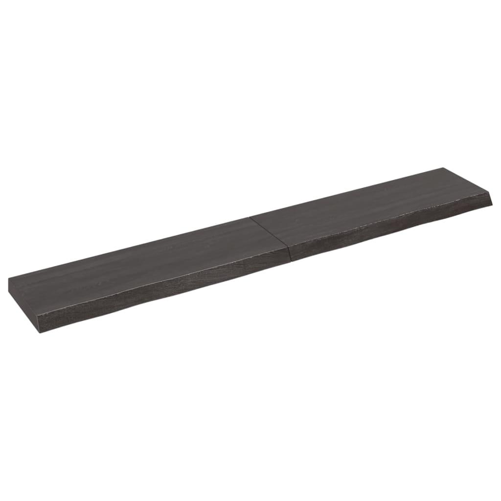 Væghylde 180x30x(2-6) cm behandlet massivt egetræ mørkebrun
