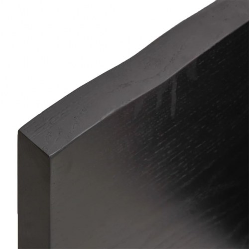 Væghylde i massivt egetræ - 180 x 60 x (2-4) cm, mørkebrun, naturlig kant