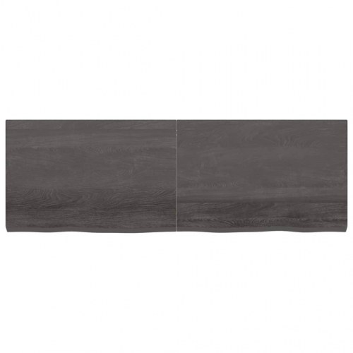 Væghylde i massivt egetræ - 180 × 60 × 2-6 cm, mørkebrun, naturlig kant
