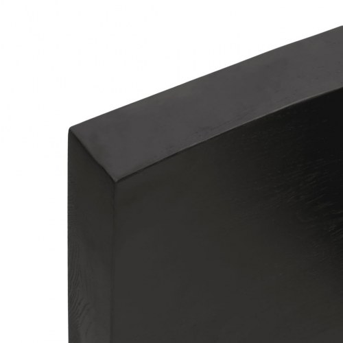 Væghylde i massivt egetræ 200×50×(2-6) cm - mørkebrun, naturlig kant