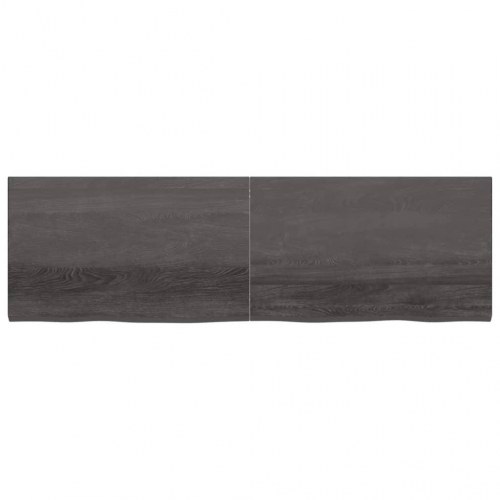 Væghylde i massivt egetræ 200×60×(2-4) cm - mørkebrun, naturlig kant