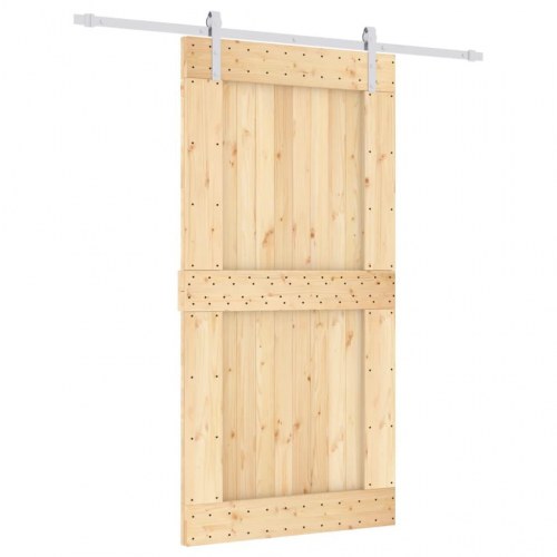 Skydedør med monteringssæt 100x210 cm massivt fyrretræ
