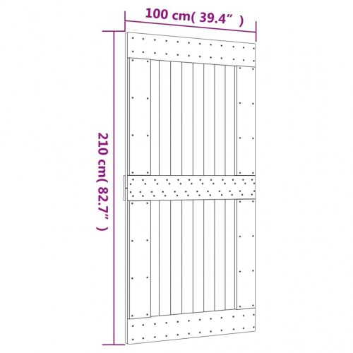 Skydedør med monteringssæt 100x210 cm massivt fyrretræ