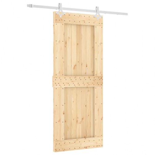 Skydedør med monteringssæt 85x210 cm massivt fyrretræ