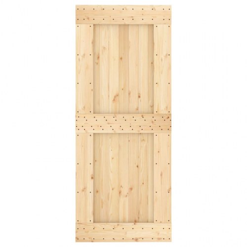 Skydedør med monteringssæt 85x210 cm massivt fyrretræ