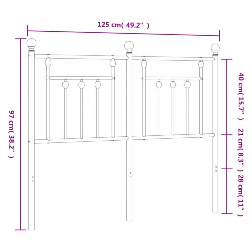 Sengegavl i stål 120 cm - sort
