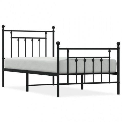 Sengeramme i metal med sengegavl og fodgærde 90×190 cm - sort