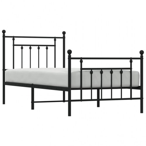 Sengeramme i metal med sengegavl og fodgærde 90×190 cm - sort
