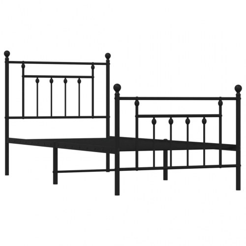 Sengeramme i metal med sengegavl og fodgærde 90×190 cm - sort