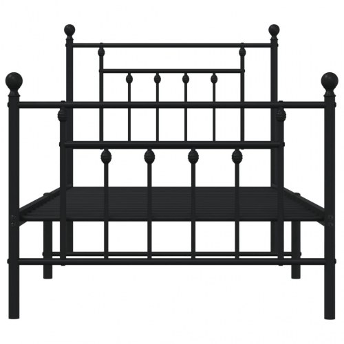 Sengeramme i metal med sengegavl og fodgærde 90×190 cm - sort