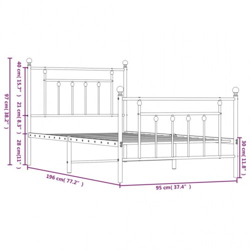 Sengeramme i metal med sengegavl og fodgærde 90×190 cm - sort