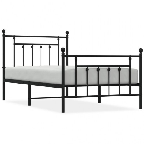 Sengeramme med gavl og fodgærde 100×190 cm - metal, sort